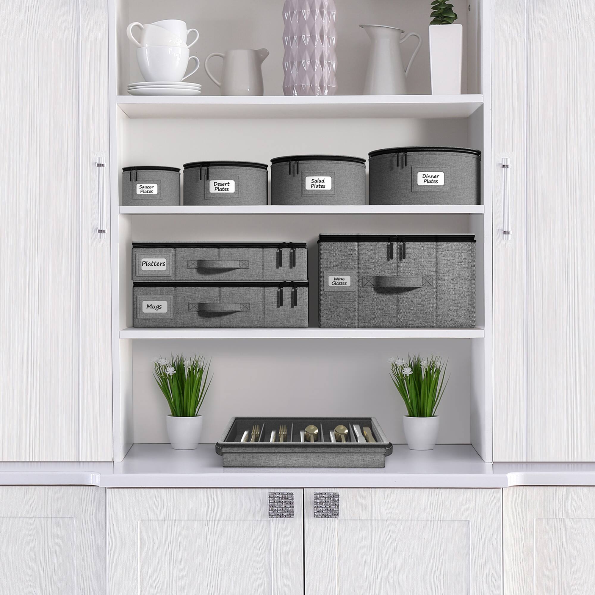 Sorbus 15.75" Gray Stemware Storage Chest